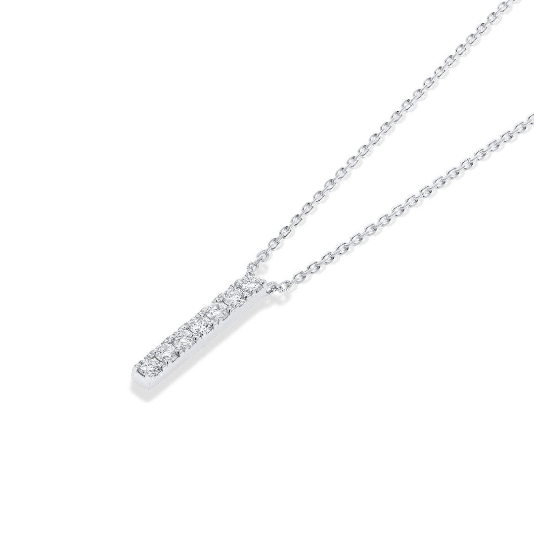 Natural Diamond Bar Pendant White Gold