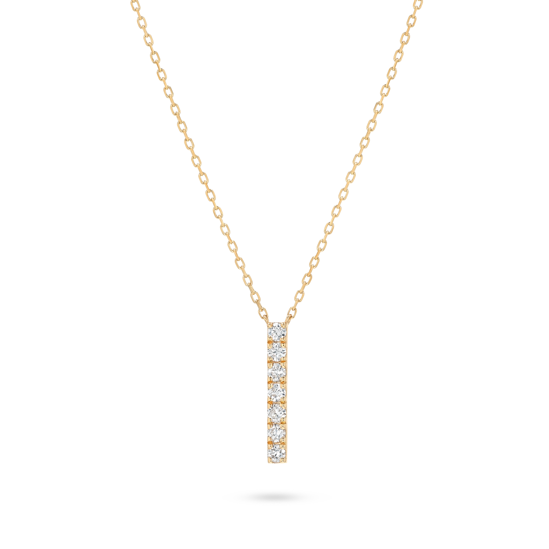 Natural Diamond Bar Pendant Yellow Gold