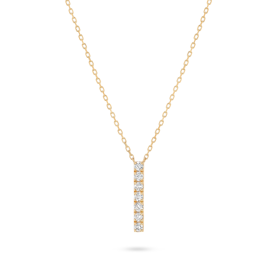 Natural Diamond Bar Pendant Yellow Gold