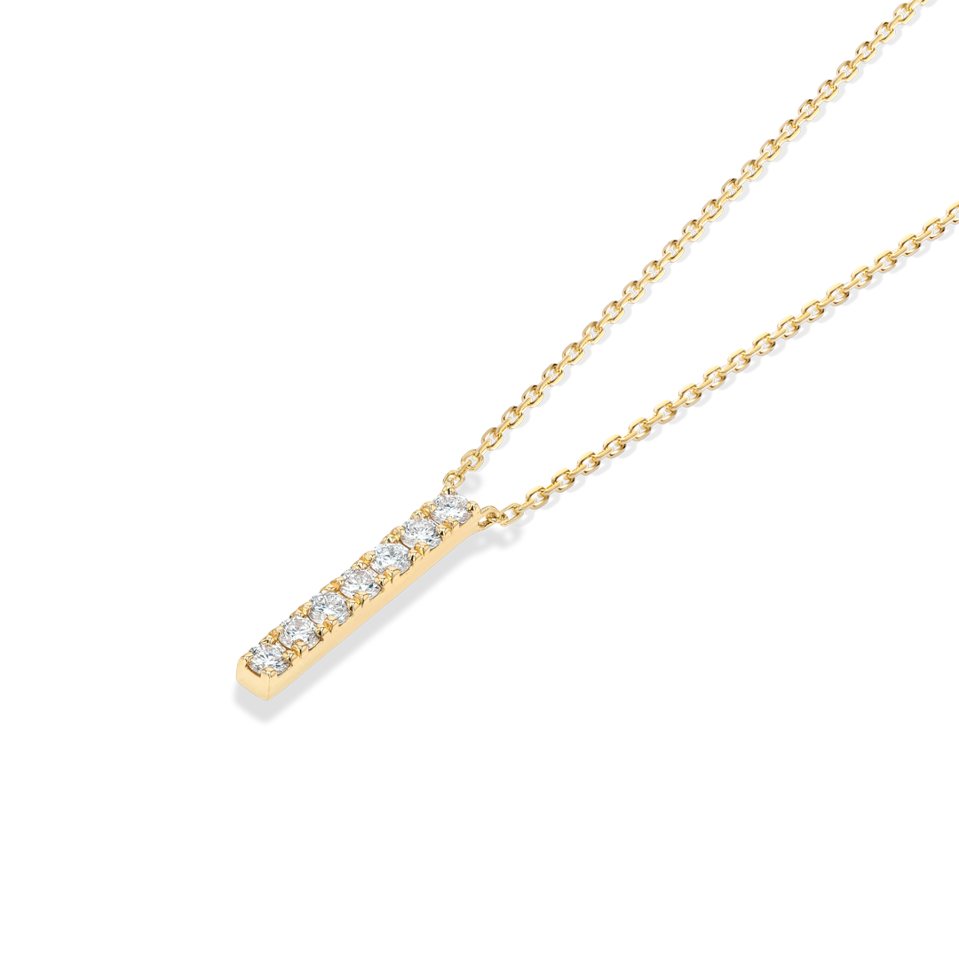 Natural Diamond Bar Pendant Yellow Gold