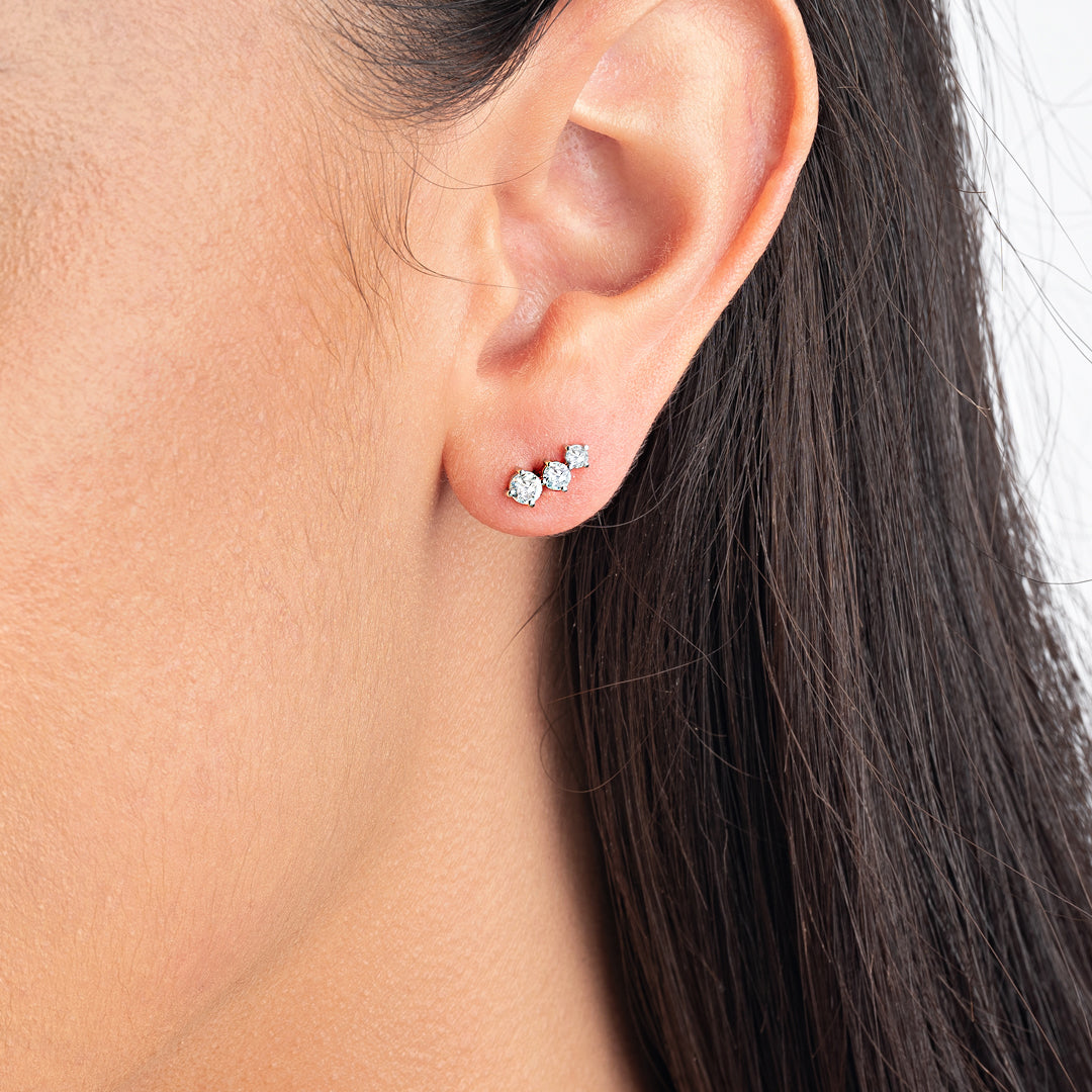 Graduating Trio Lab-Grown Diamond Bar Earrings White Gold