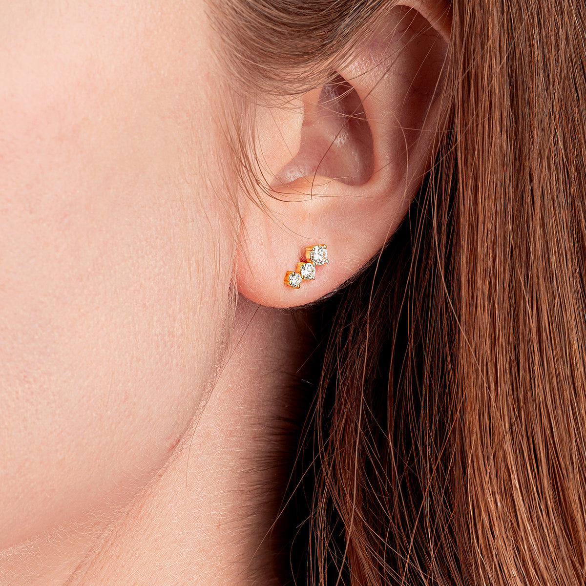 Graduating Trio Lab-Grown Diamond Bar Earrings Yellow Gold