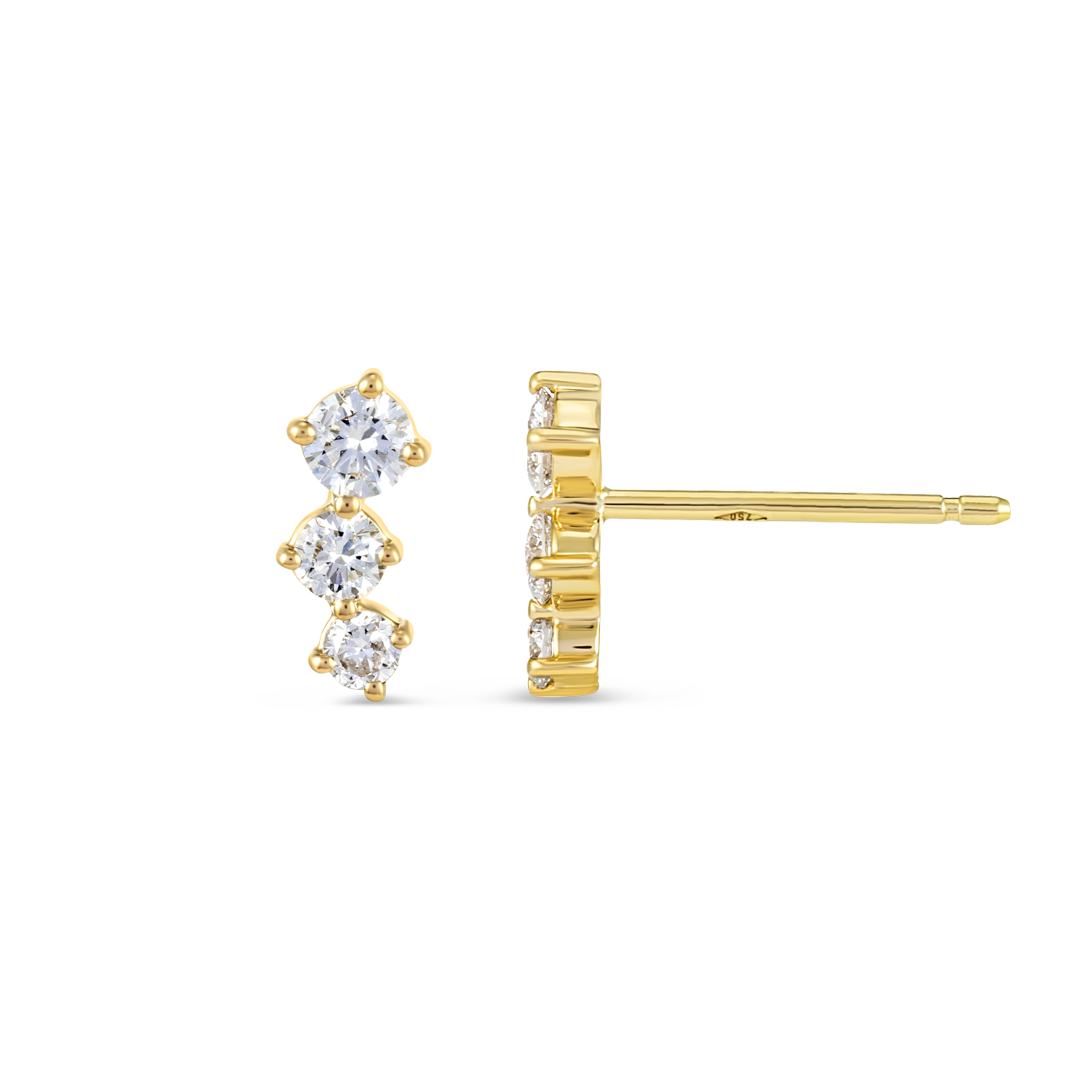 Graduating Trio Lab-Grown Diamond Bar Earrings Yellow Gold