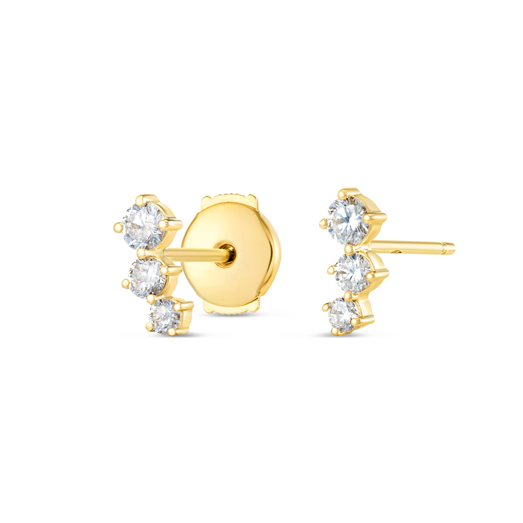 Graduating Trio Lab-Grown Diamond Bar Earrings Yellow Gold