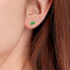 Graduating Trio Colombian Emerald Lab-Grown Diamond Bar Earrings White Gold