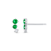 Graduating Trio Colombian Emerald Lab-Grown Diamond Bar Earrings White Gold