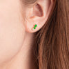 Graduating Trio Colombian Emerald Lab-Grown Diamond Bar Earrings Yellow Gold