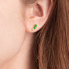 Graduating Trio Colombian Emerald Diamond Bar Earrings Yellow Gold