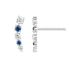 Half Moon Lab-Grown Diamond & Blue Sapphire Bar Earrings White Gold