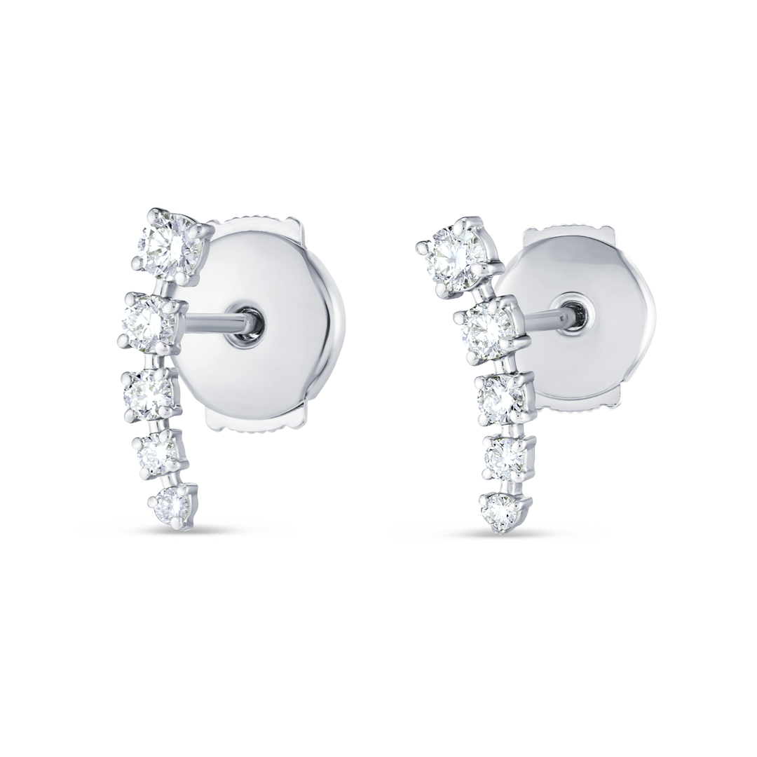 Half Moon Lab-Grown Diamond Bar Earrings White Gold