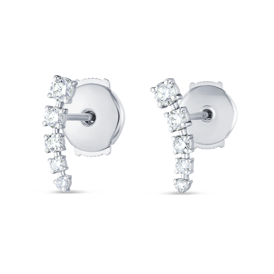 Half Moon Lab-Grown Diamond Bar Earrings White Gold