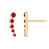Half Moon Ruby Bar Earrings Yellow Gold