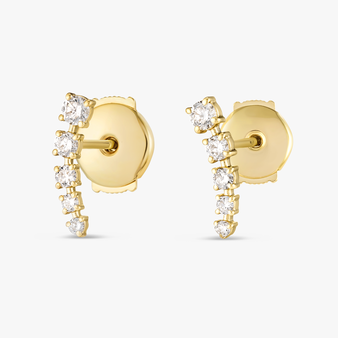 Half Moon Lab-Grown Diamond Bar Earrings Yellow Gold