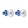 Trio Cluster Blue Sapphire Earrings White Gold