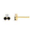 Trio Cluster Diamond & Black Diamond Earrings Yellow Gold