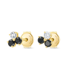 Trio Cluster Diamond & Black Diamond Earrings Yellow Gold