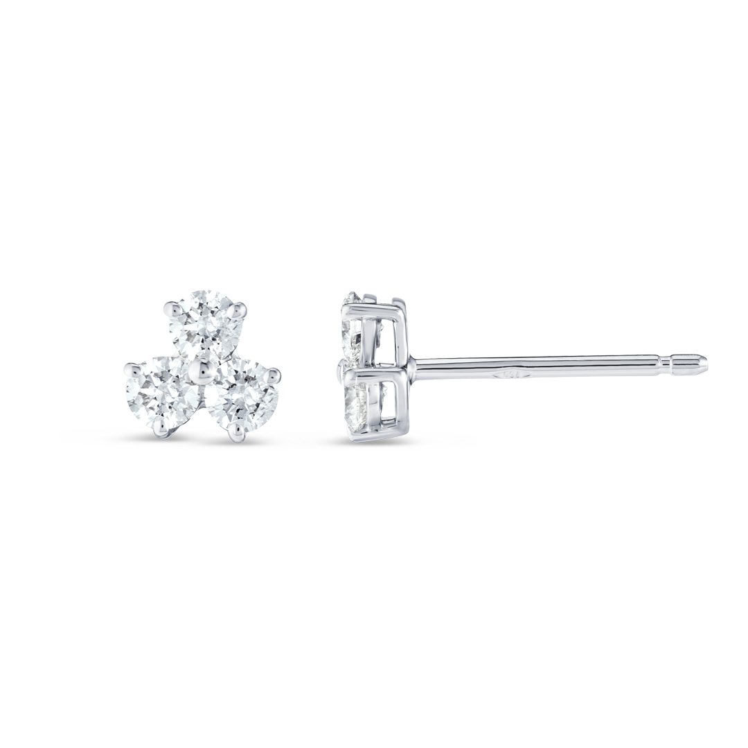 Trio Cluster Lab-Grown Diamond Earrings White Gold