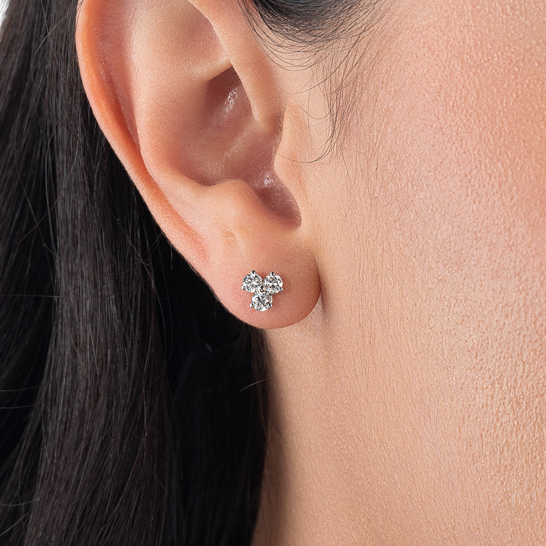 Trio Cluster Lab-Grown Diamond Earrings White Gold