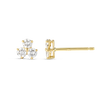 Trio Cluster Natural Diamond Earrings Yellow Gold