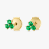 Trio Cluster Emerald Earrings Yellow Gold
