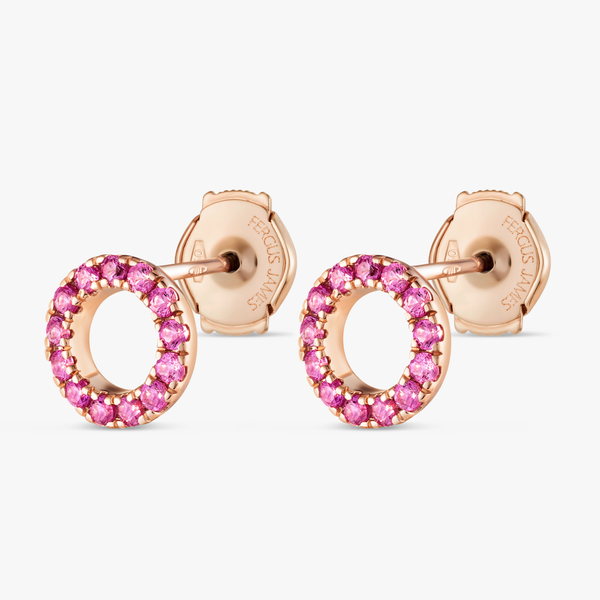 Circular Pink Sapphire Earrings Rose Gold