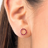Circular Ruby Earrings Yellow Gold