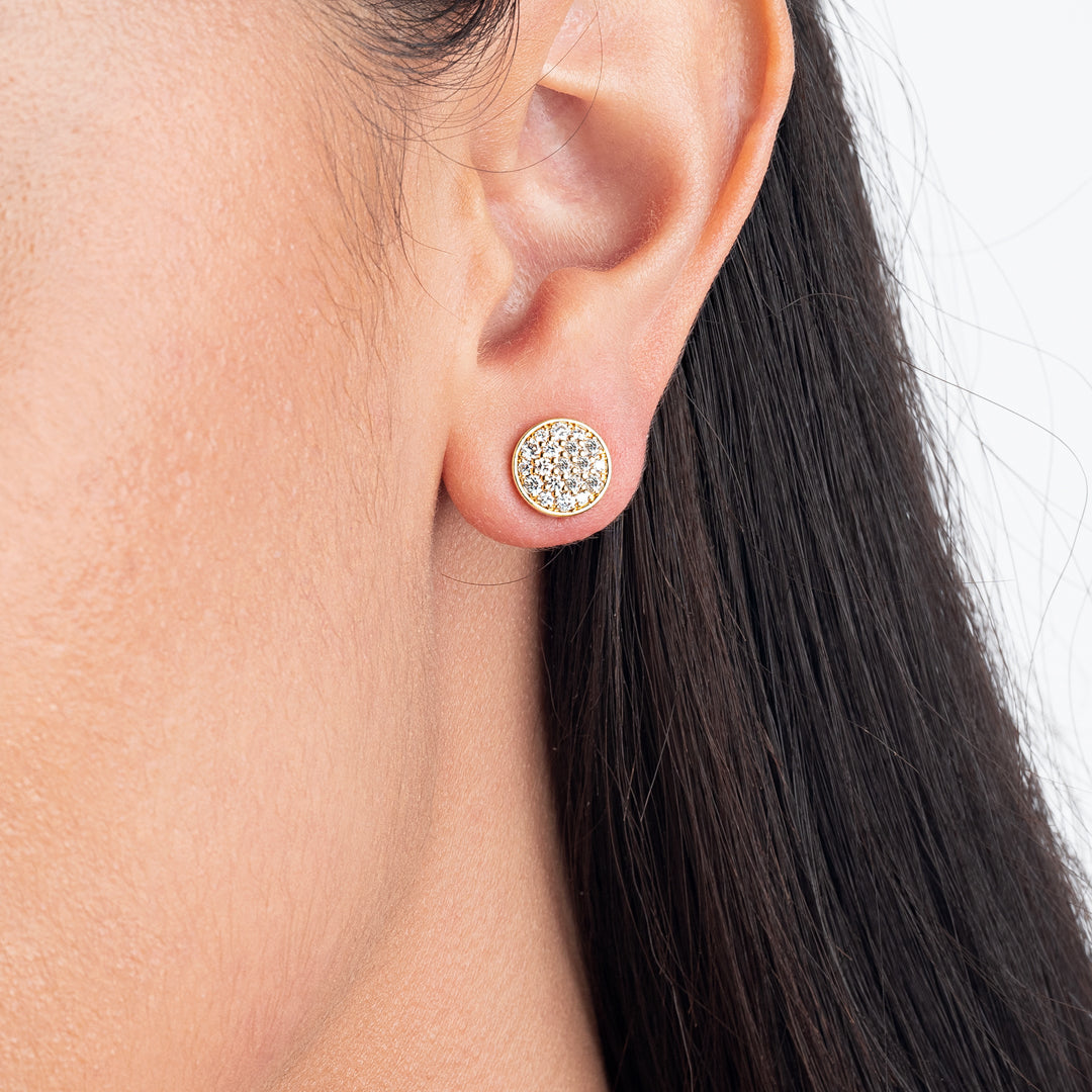 Lab-Grown Diamond Disc Earrings Yellow Gold