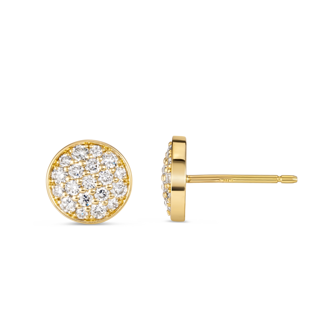 Lab-Grown Diamond Disc Earrings Yellow Gold