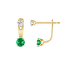 Emerald & Lab-Grown Diamond Raindrop Earrings Yellow Gold