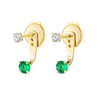 Emerald & Lab-Grown Diamond Raindrop Earrings Yellow Gold