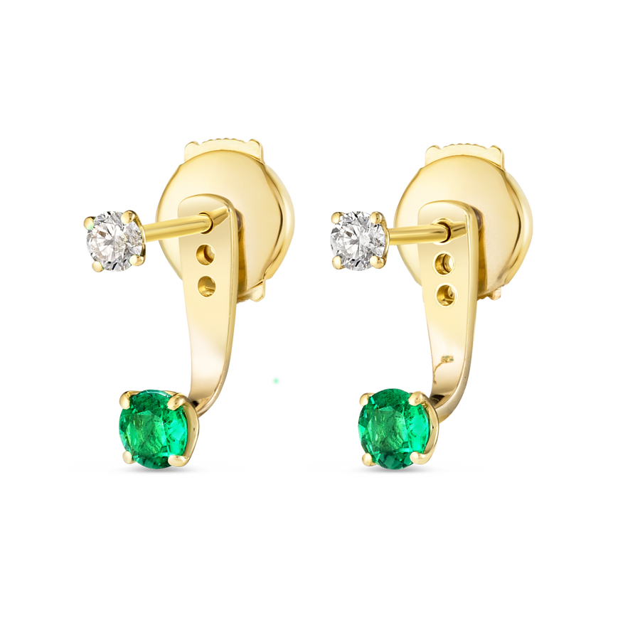 Emerald & Lab-Grown Diamond Raindrop Earrings Yellow Gold
