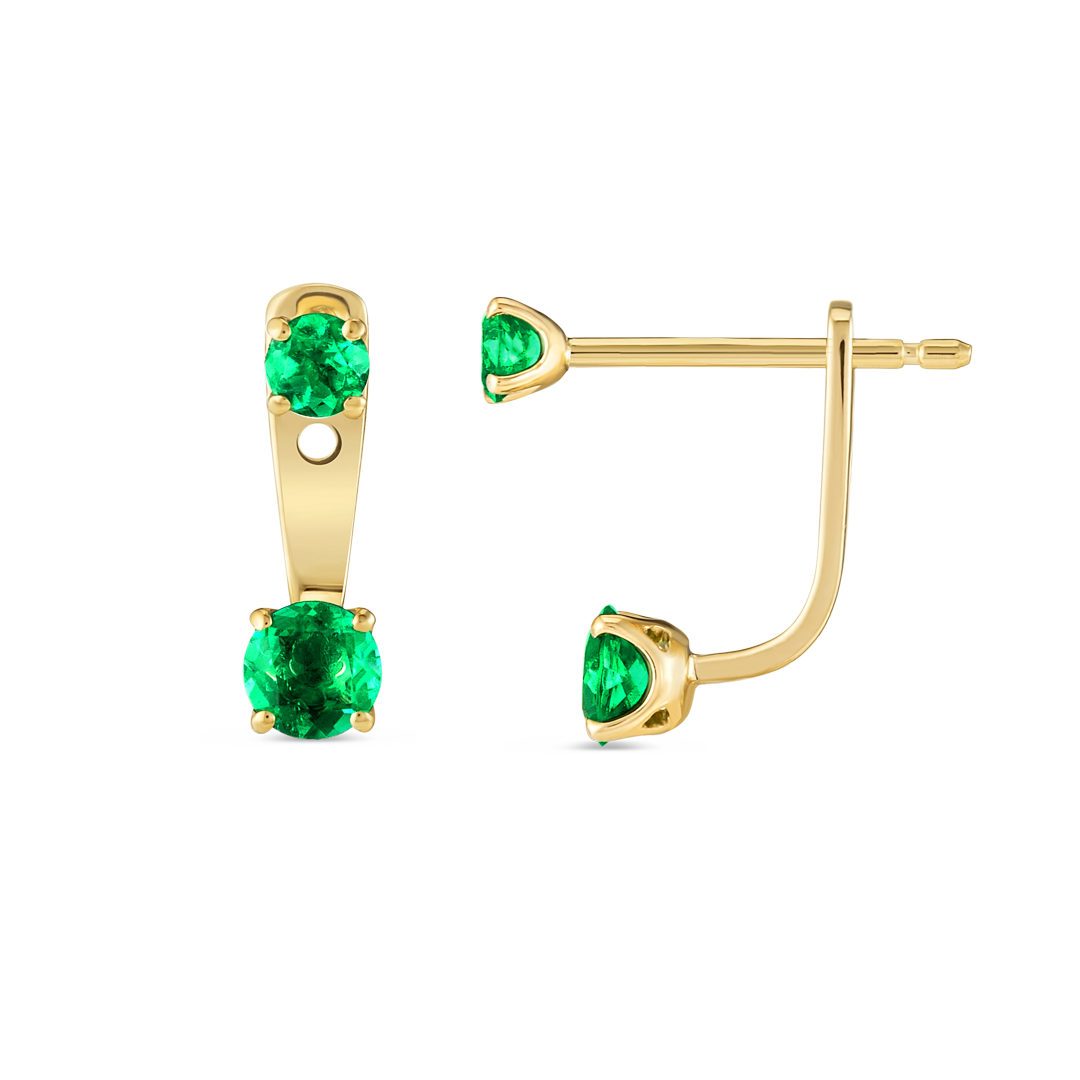 Emerald Raindrop Earrings Yellow Gold