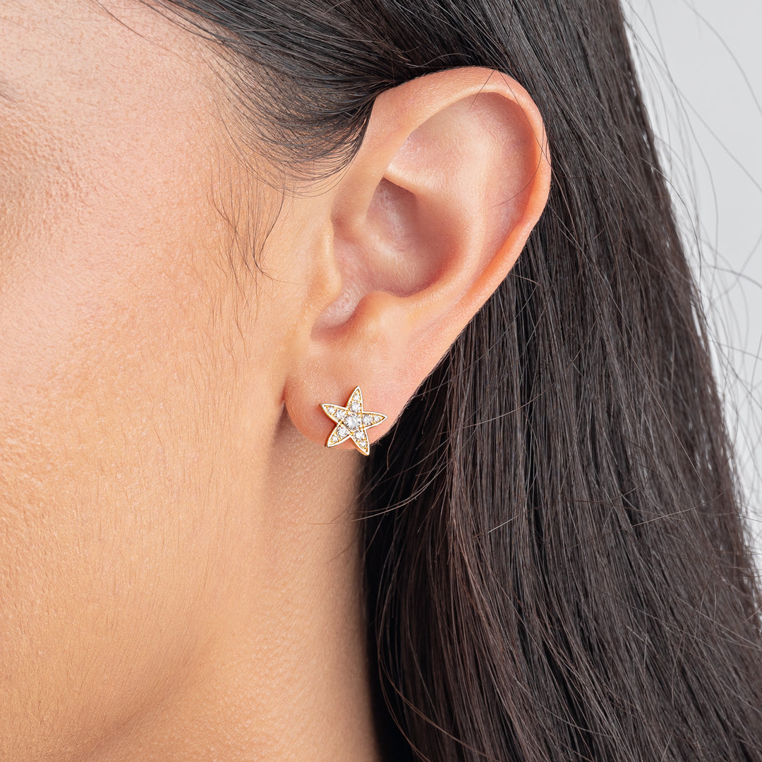 Lab-Grown Diamond Star Earrings Yellow Gold