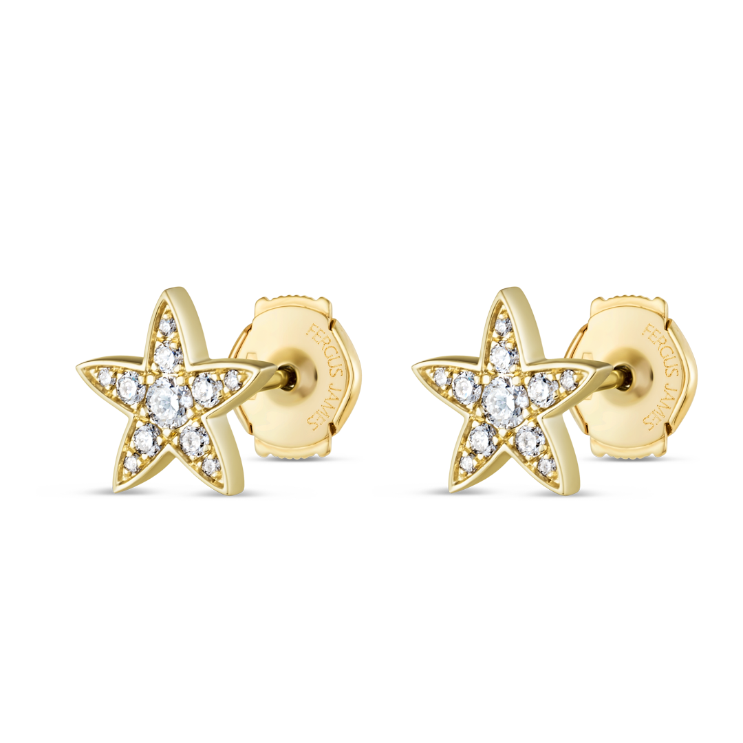 Lab-Grown Diamond Star Earrings Yellow Gold