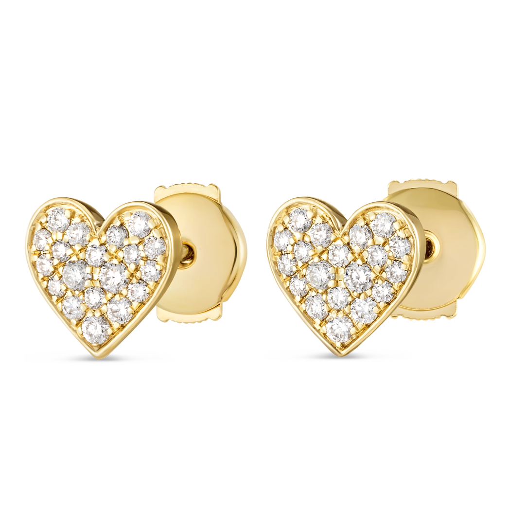 Lab-Grown Diamond Heart Earrings Yellow Gold
