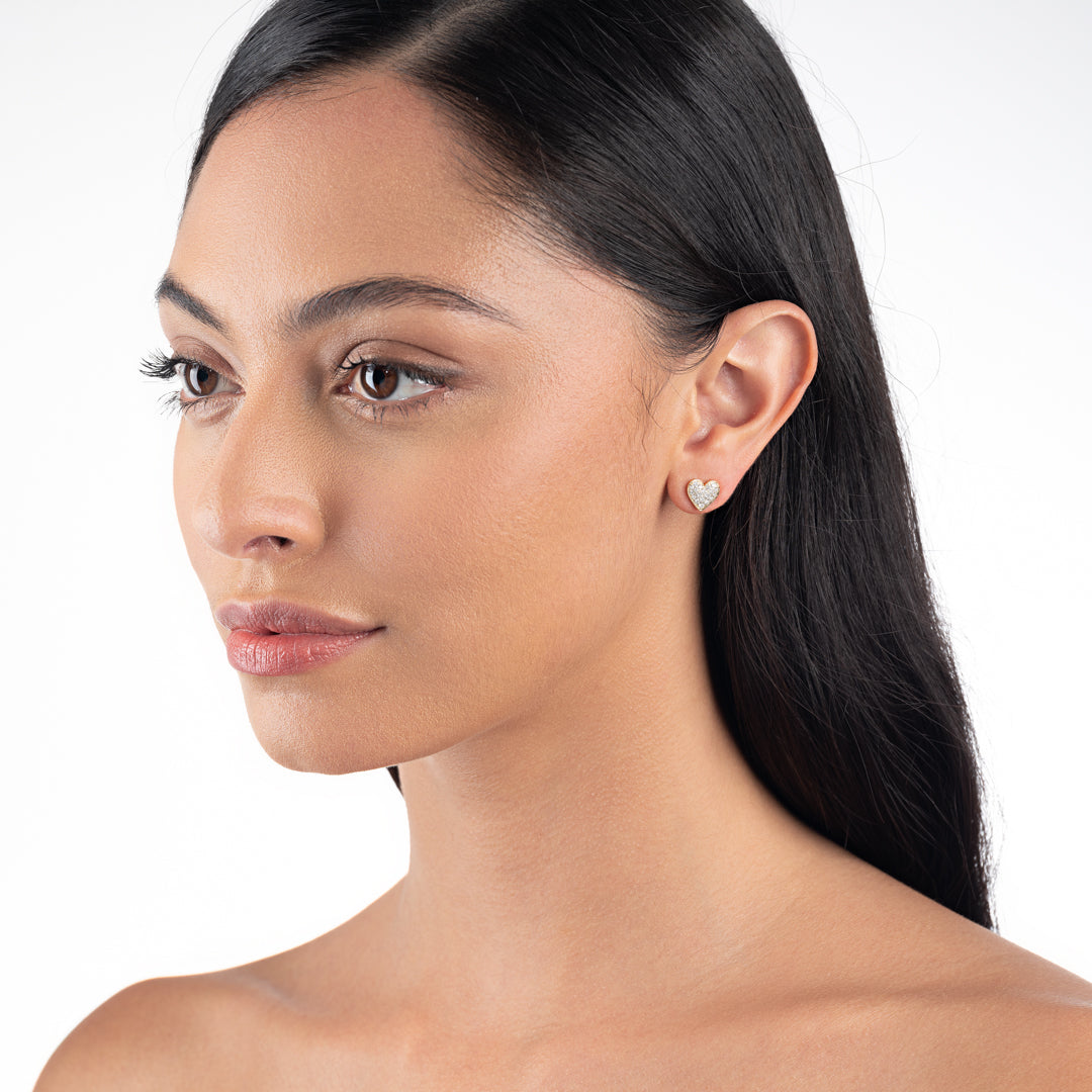Lab-Grown Diamond Heart Earrings Yellow Gold
