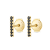 Elegant Black Lab-Grown Diamond Bar Earrings Yellow Gold
