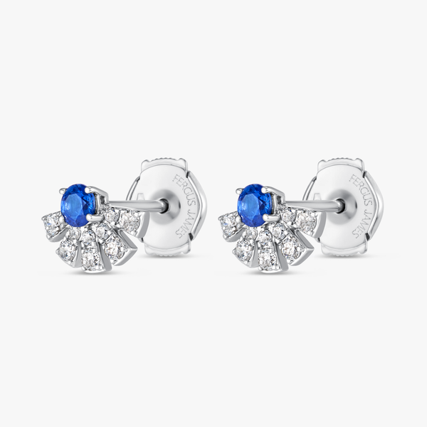 Blue Sapphire & Lab-Grown Diamond Sunrise Earrings White Gold