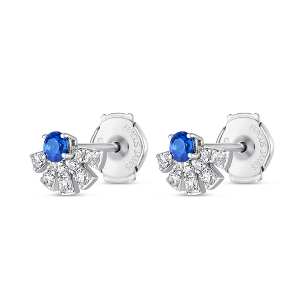 Blue Sapphire & Lab-Grown Diamond Sunrise Earrings White Gold