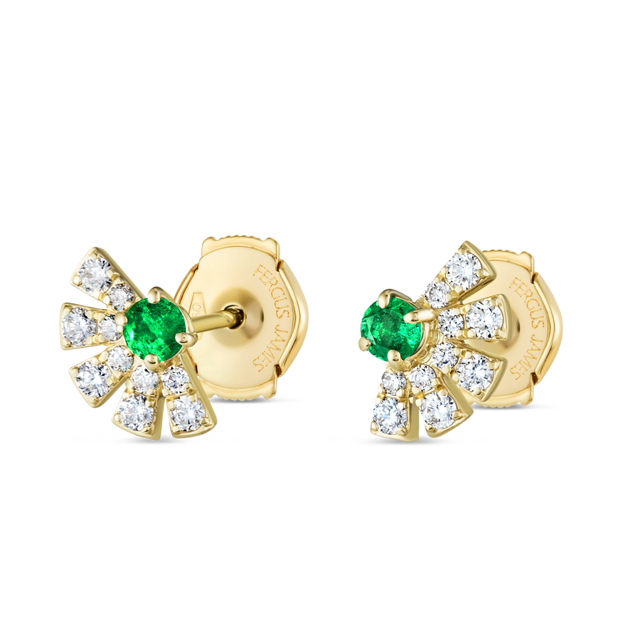 Emerald & Lab-Grown Diamond Sunrise Earrings Yellow Gold