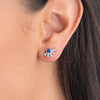 Blue Sapphire & Lab-Grown Diamond Sunrise Earrings White Gold