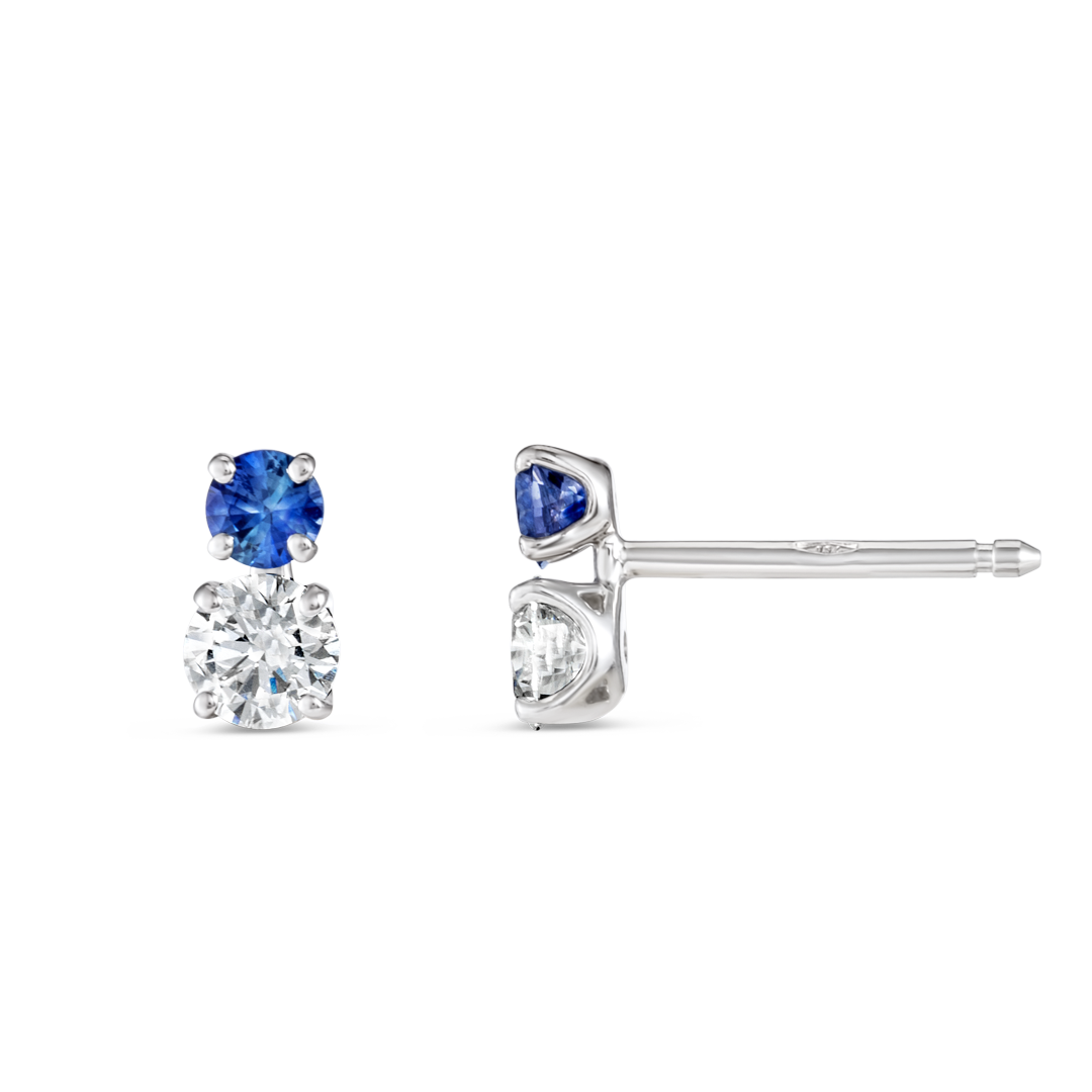 Duo Blue Sapphire & Lab-Grown Diamond Earrings White Gold