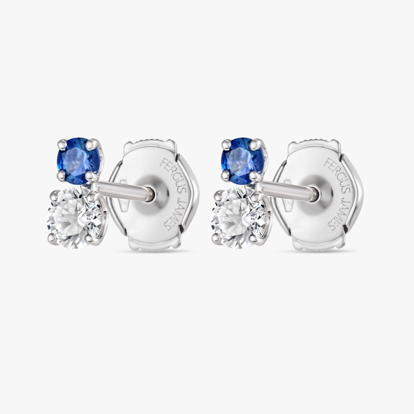Duo Blue Sapphire & Lab-Grown Diamond Earrings White Gold