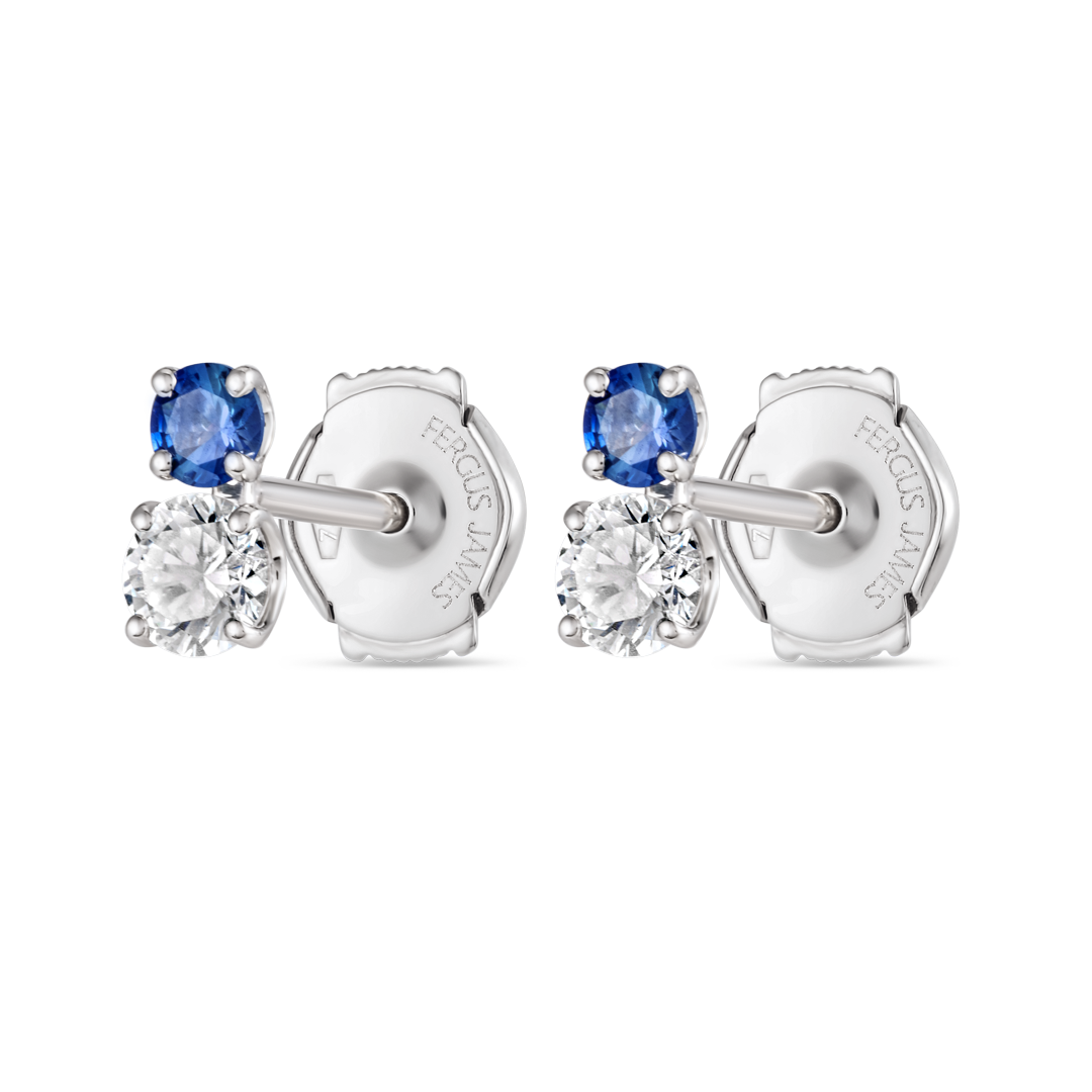 Duo Blue Sapphire & Lab-Grown Diamond Earrings White Gold