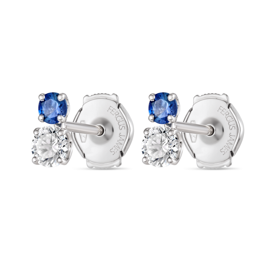 Duo Blue Sapphire & Lab-Grown Diamond Earrings White Gold