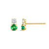 Duo Lab-Grown Diamond & Emerald Earrings Yellow Gold