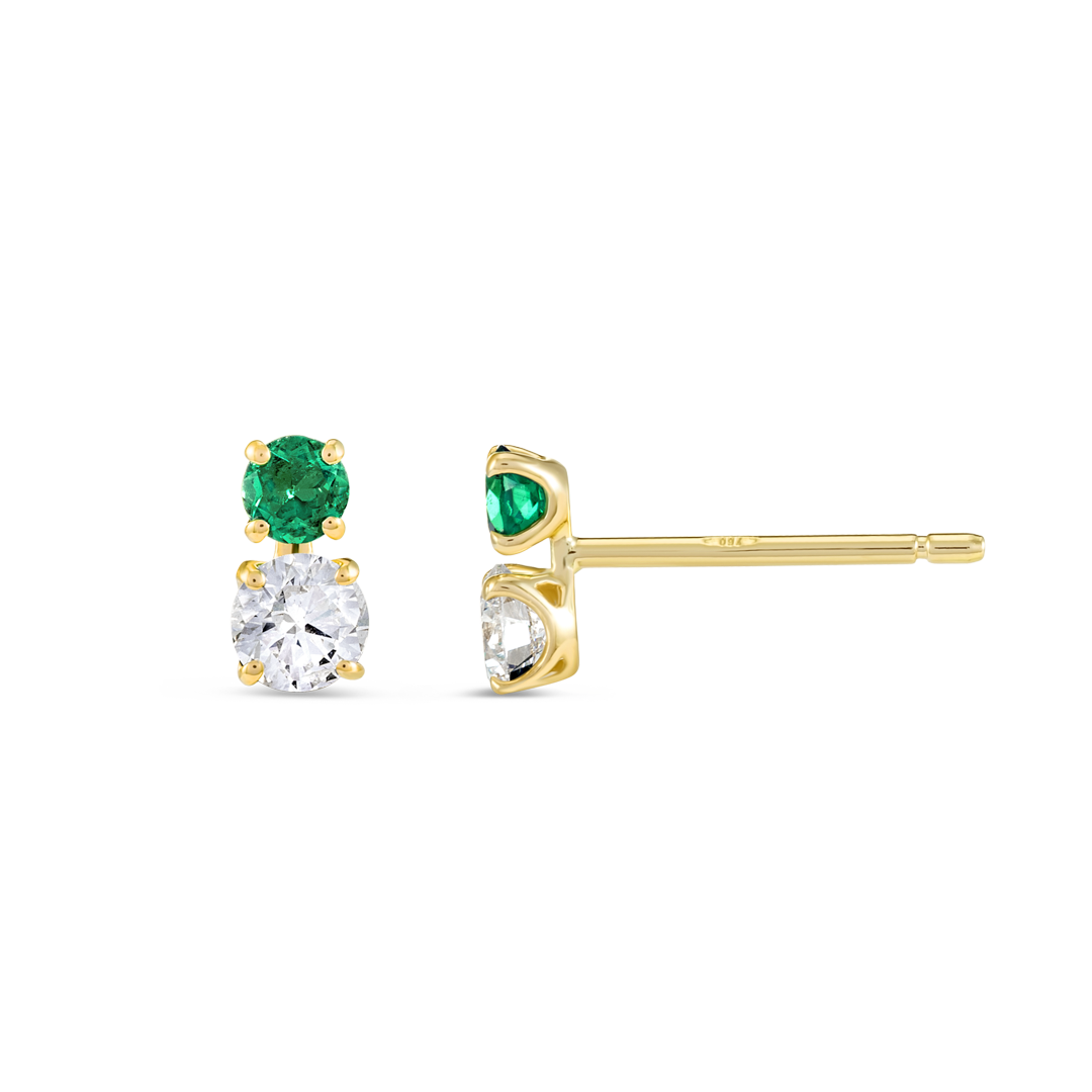 Duo Emerald & Lab-Grown Diamond Earrings Yellow Gold