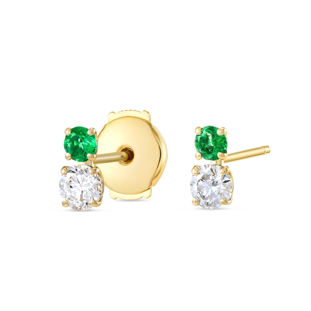 Duo Emerald & Lab-Grown Diamond Earrings Yellow Gold