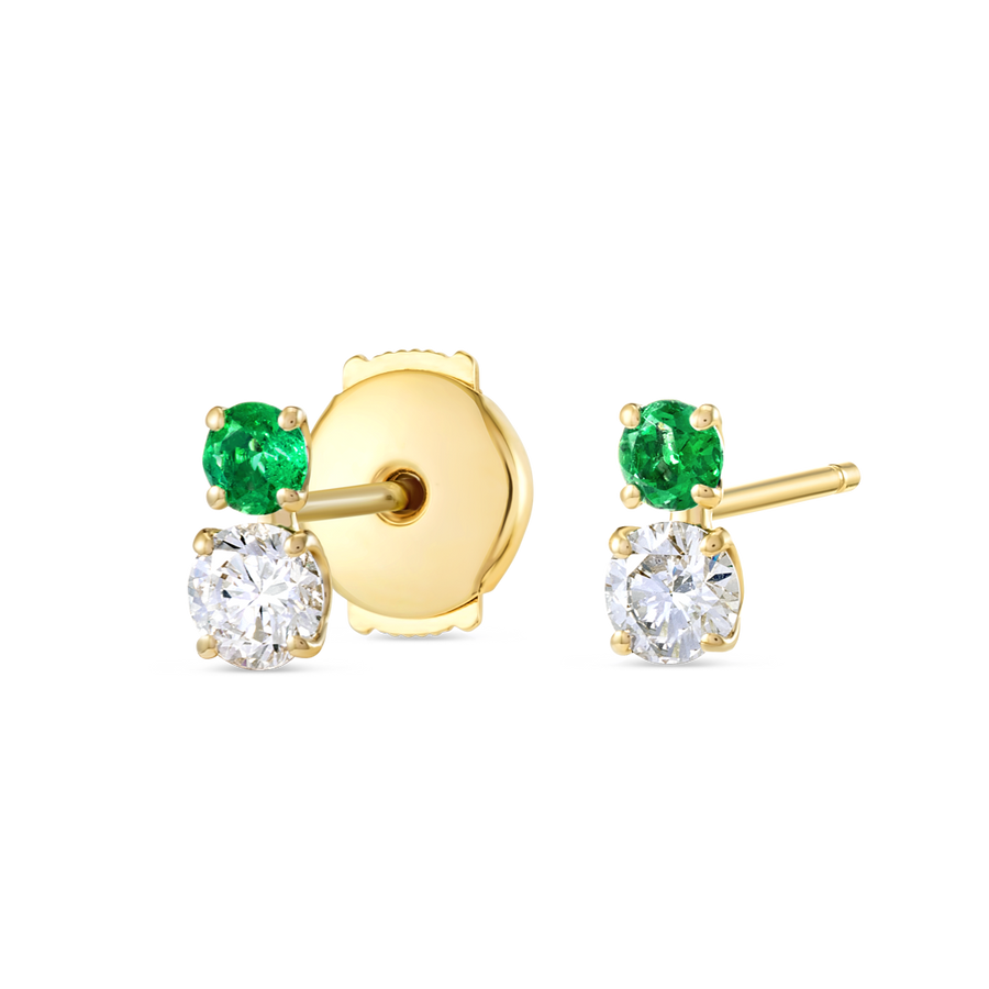 Duo Emerald & Lab-Grown Diamond Earrings Yellow Gold