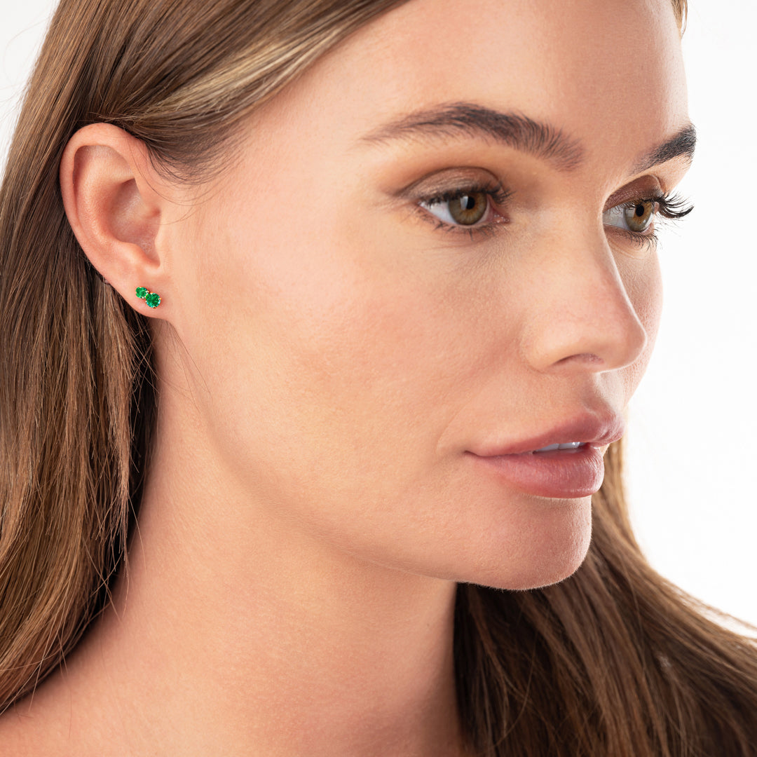Duo Emerald Earrings Yellow Gold